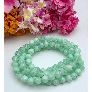 Vintage Seafoam Green Lucite Beaded Necklace No Clasp Translucent 9.3mm 17”
